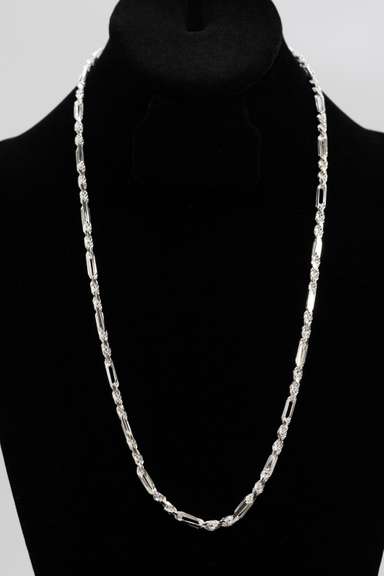 .925 Italian Sterling Silver 4mm FigaRope Chain 24 Inches