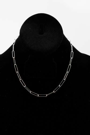 .925 Sterling Silver 4mm Paperclip Chain 16 Inches