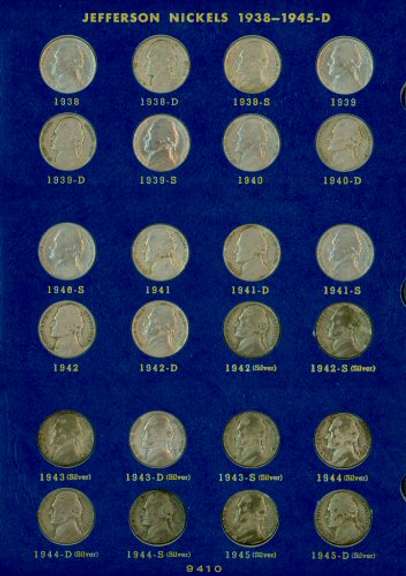 Complete Set of 71 Jefferson Nickels in Album