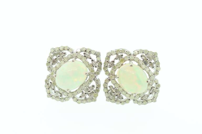 14kt Gold Plated Sterling Silver, Aquamarine, & Diamond Earrings