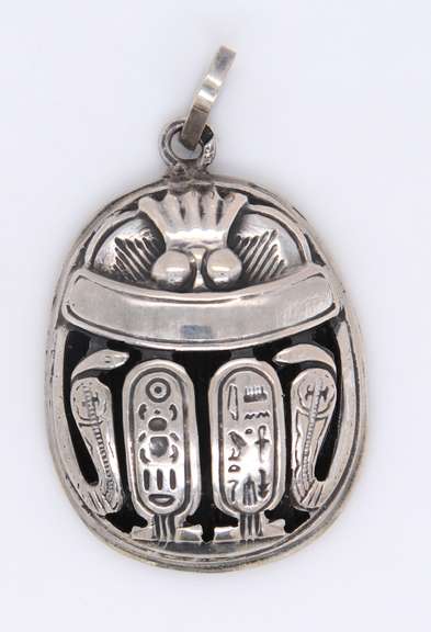 925 Sterling Silver Egyptian Scarab Amulet Pendant