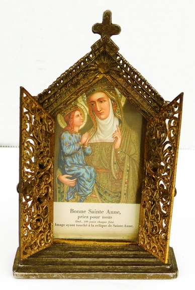 Beautiful Early Saint Anne French Triptych