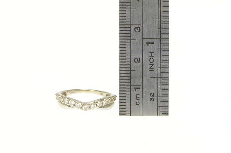 14K White Gold 0.42 Ctw Diamond Curved Layered Look Wedding Ring