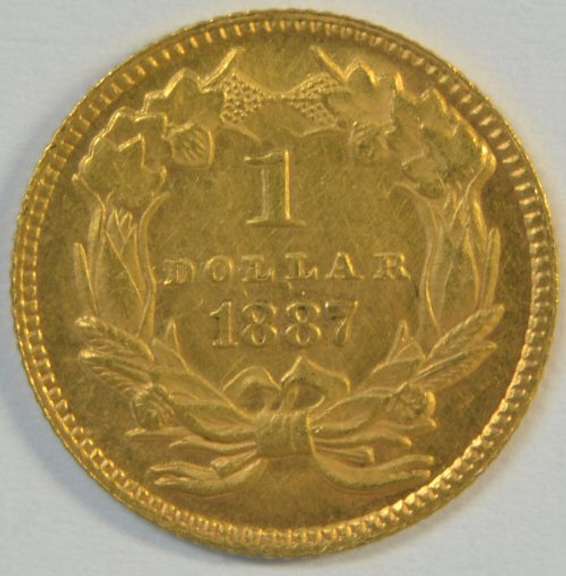 Very Scarce 1887 Type 3 $1 Gold Piece in lovely BU