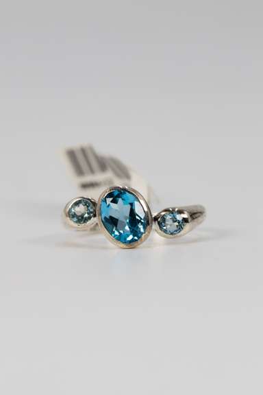 Sterling Silver Natural Blue Topaz Gemstone Ring