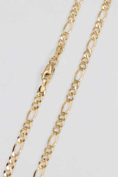 14k Yellow Gold Solid Figaro Link Chain 3.3mm Necklace 16"