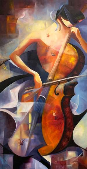 Sussan Afrasiabian Original Oil on Canvas "White Whisper"