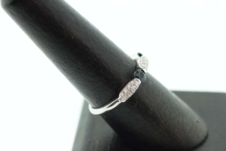 Lovely Sapphire Pair 18k Gold Diamond Crusted Ring