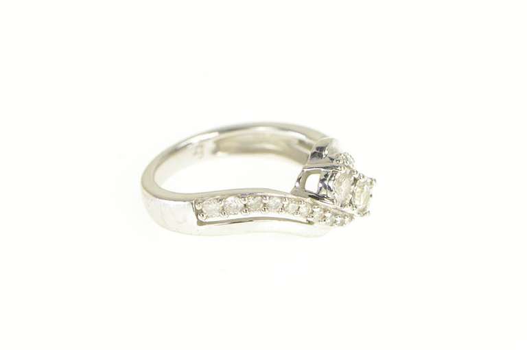 10K White Gold 0.50 Ctw Diamond Bypass Engagement Ring