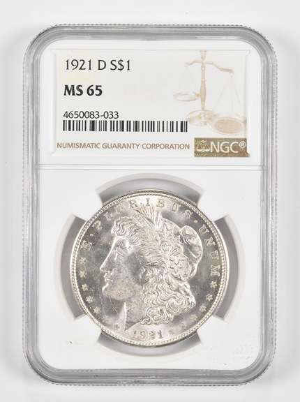 MS65 1921-D Morgan Silver Dollar - Graded NGC