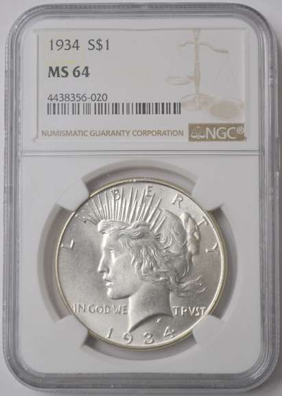 1934 Peace Silver Dollar NGC MS64