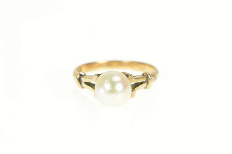 14K Yellow Gold 8.0mm Classic Pearl Simple Statement Ring