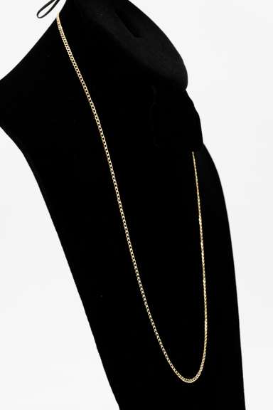 14k Yellow Gold Solid Pave Curb Link Chain 2.5mm Necklace 24"