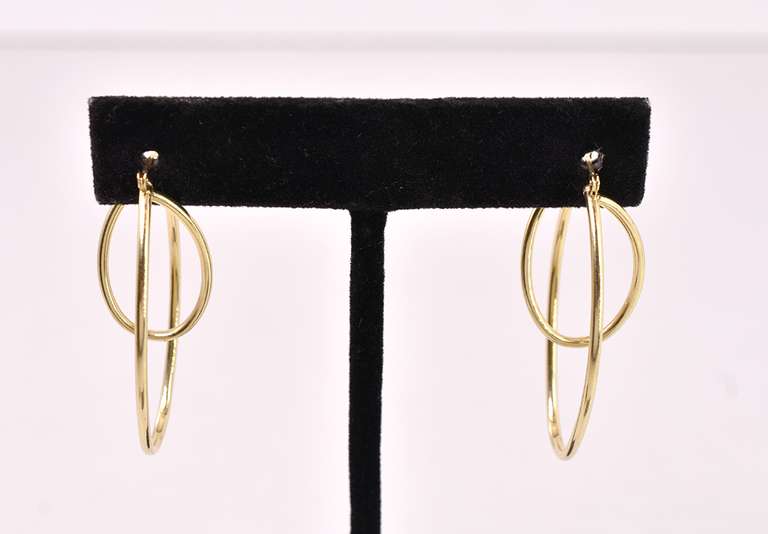 Distinct Double Hoop Earrings in 14K Yellow Gold