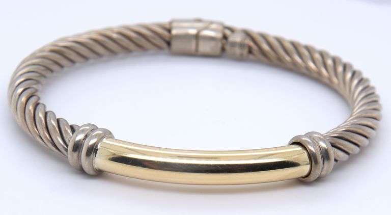Vintage 925 Sterling Silver Twisted Cable Bangle Bracelet