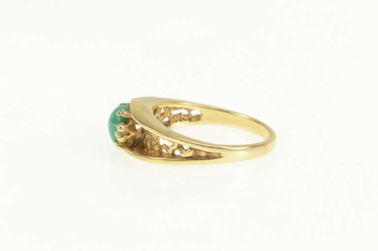 14K Yellow Gold Turquoise Diamond Accent Textured Nugget Ring