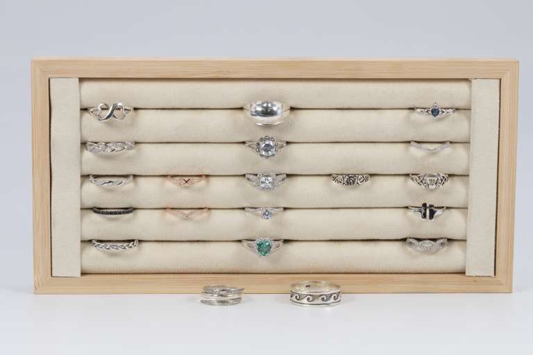.925 Sterling Silver Curated Ring Set 20 RIng Lot Various Sizes & Styles