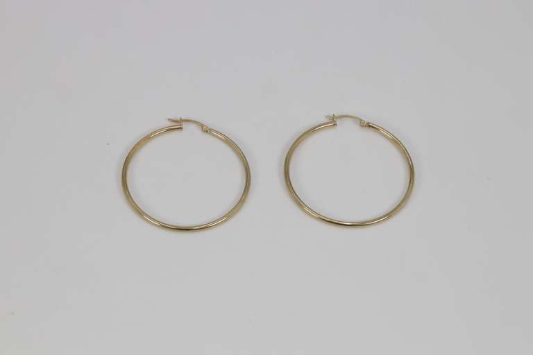 10k Yellow Gold Lever Back Hoop Earrings 45mm