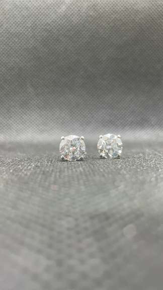 GORGEOUS 2.26 CARATS AND 2.14 CARATS PAIR OF ROUND BRILLIANT STUDS WITH SCREW BACKS