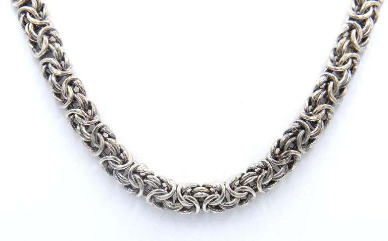 Vintage Italian 925 Sterling Silver Byzantine Necklace