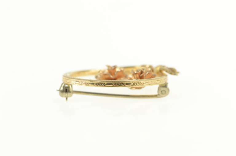 Gold Filled 3D Ornate Rose Oval Swirl Floral Statement Pin/Brooch
