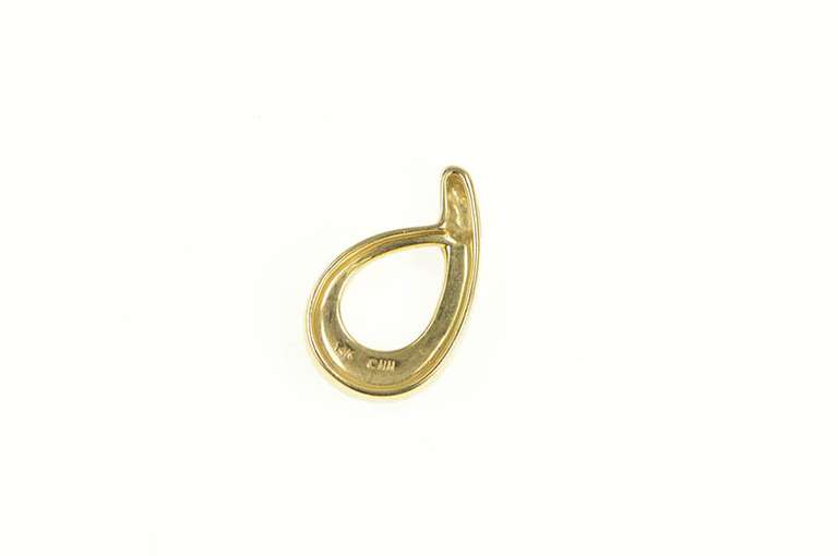 14K Yellow Gold Black Opal Inlay Loop Tear Drop Pendant