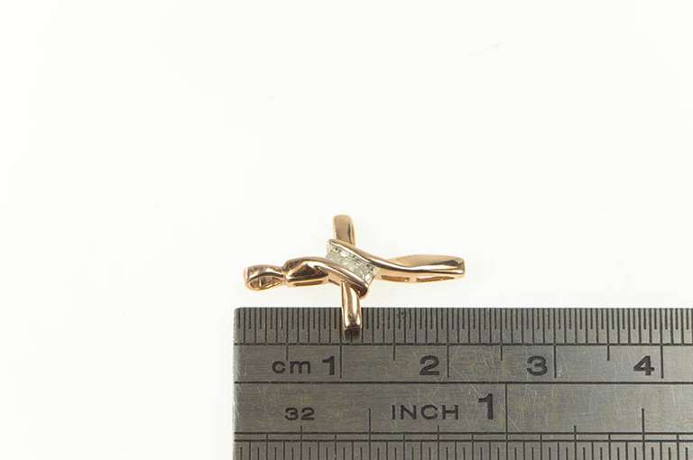 10K Rose Gold Diamond Inset Classic Cross Christian Faith Pendant