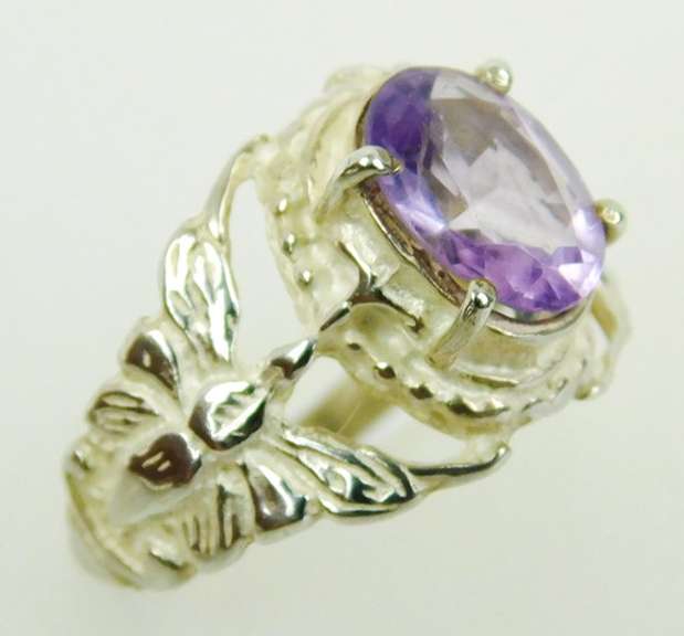Sterling Amethyst Butterfly Ring, Size 6