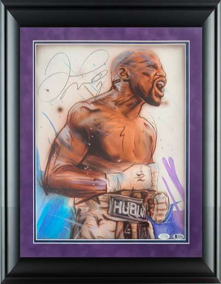 Floyd Mayweather Autographed Hand Painted Framed Canvas BAS Witness ACOA