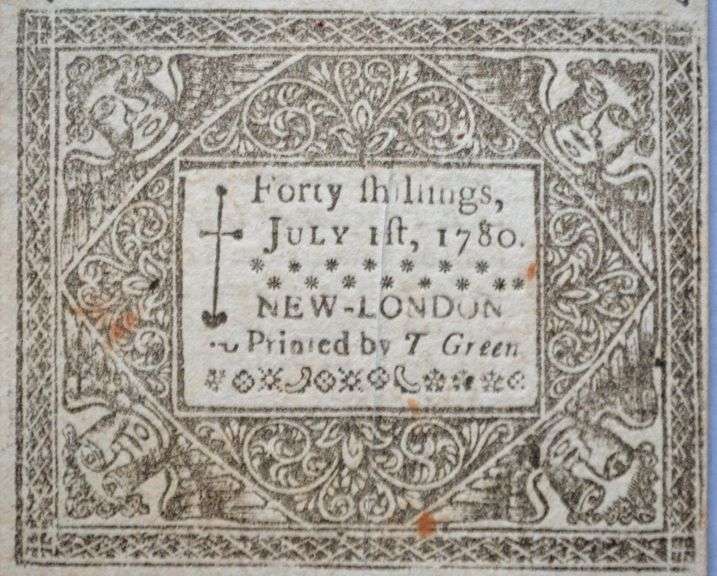 Jan 1 1780 40 Shillings Connecticut Note