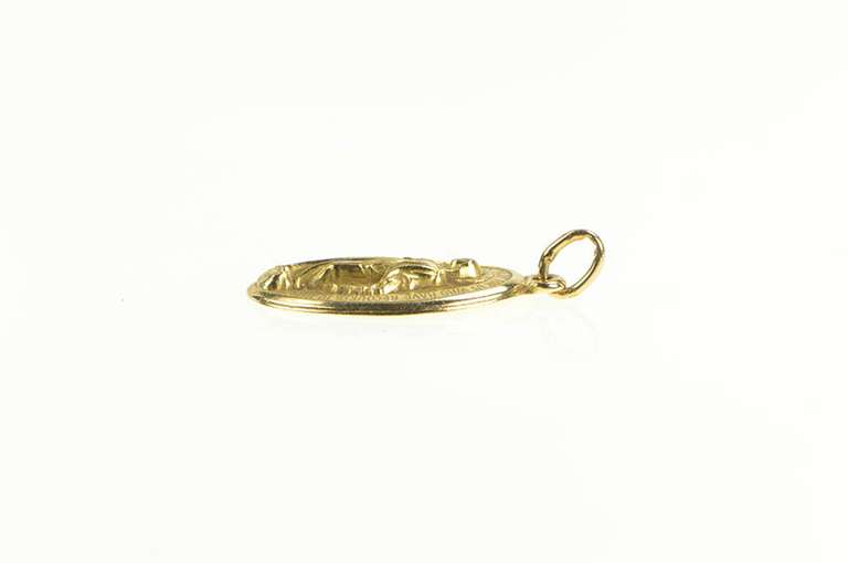14K Yellow Gold Oval Virgin Mother Mary Christian Faith Jesus Pendant