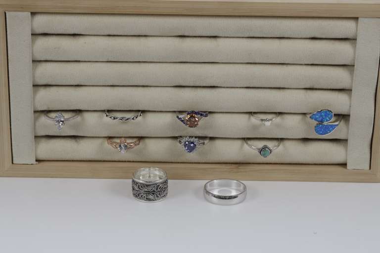 Sterling Silver Curated Set of 10 Rings Various Styles & Sizes