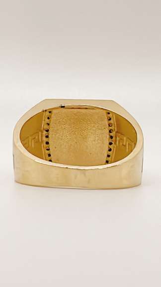 Men's 14kt Solid Yellow Gold, Onyx, & CZ  VERSACE Ring