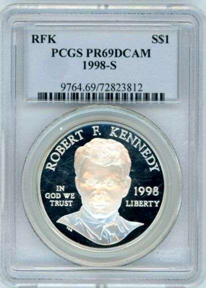 1998-S Proof Robert F. Kennedy Commemorative Silver Dollar in PCGS PR69DCAM