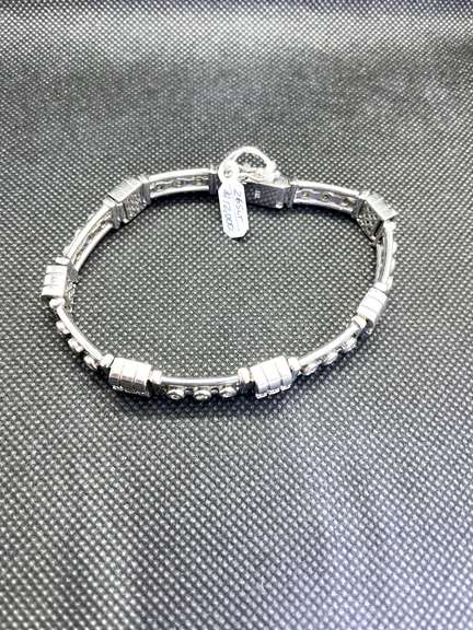 UNIQUE 14K ROUND BRILLIANT MENS WHITE GOLD DIAMOND BRACELET