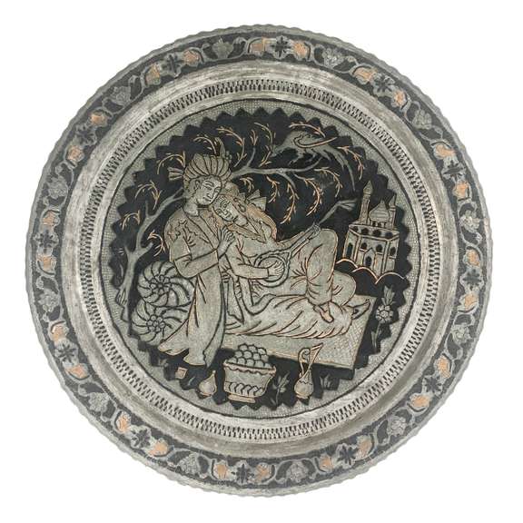 Hand Made Silver & Copper Rounded Tray