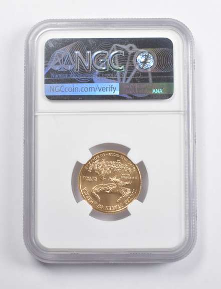 MS70 2021 $10 American Gold Eagle 1/4 Oz Gold T-1 Signed Everhart NGC