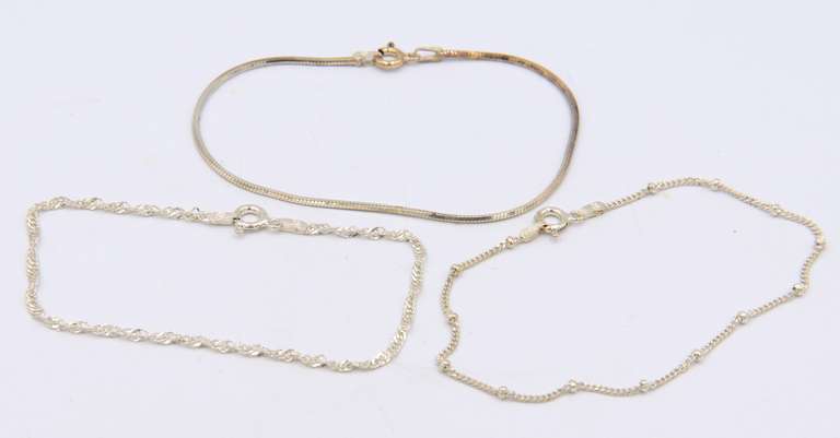Group Lot of 3 Vintage 925 Sterling Silver Bracelets