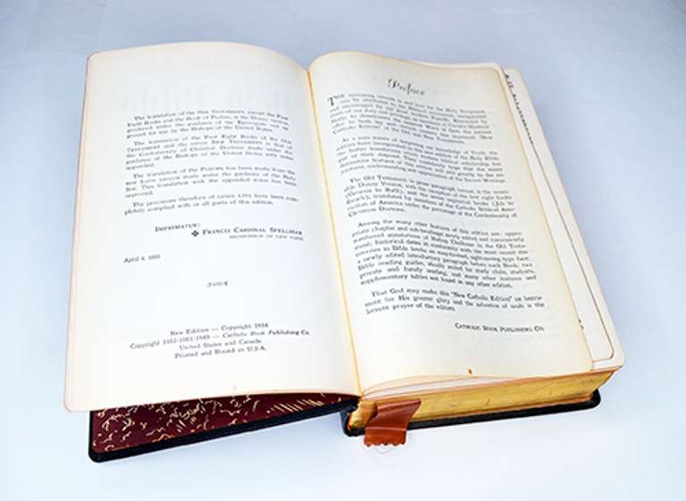 Hardcover 1954 Holy Bible, New Catholic Edition Illustrated, Printed and Bound in the USA
