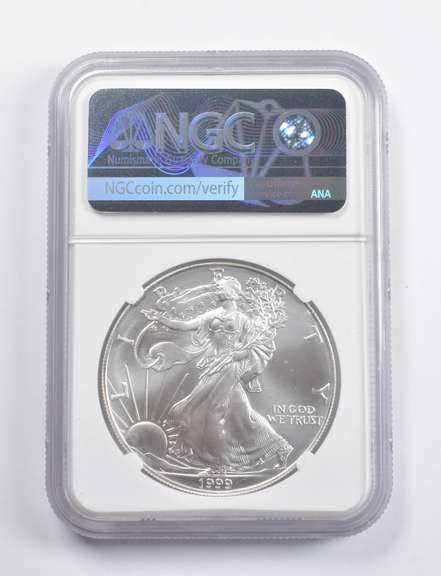 Mint Error MS69 1999 American Silver Eagle REV Struck Thru NGC