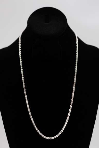 .925 Italian Sterling Silver 3.4mm Wheat Chain Necklace 24 Inches
