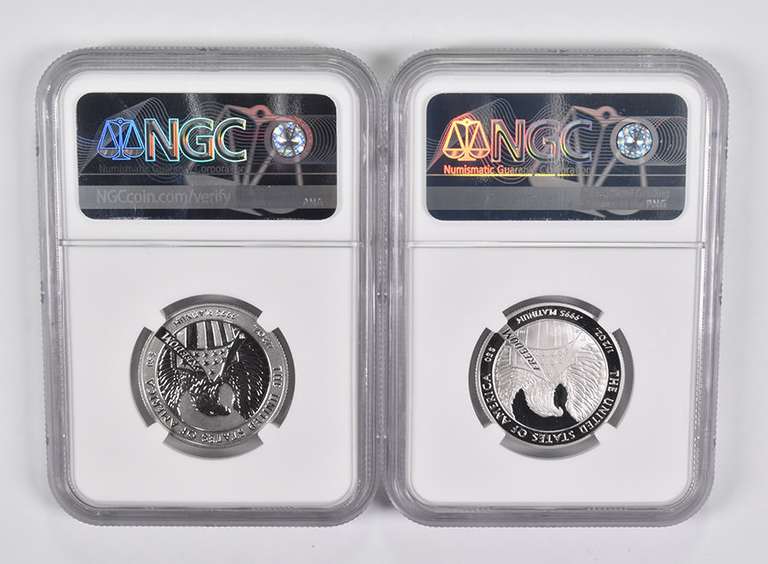 (2) PF70UCAM & PF70 REV 2007-W $50 American Platinum Eagle Signed NGC