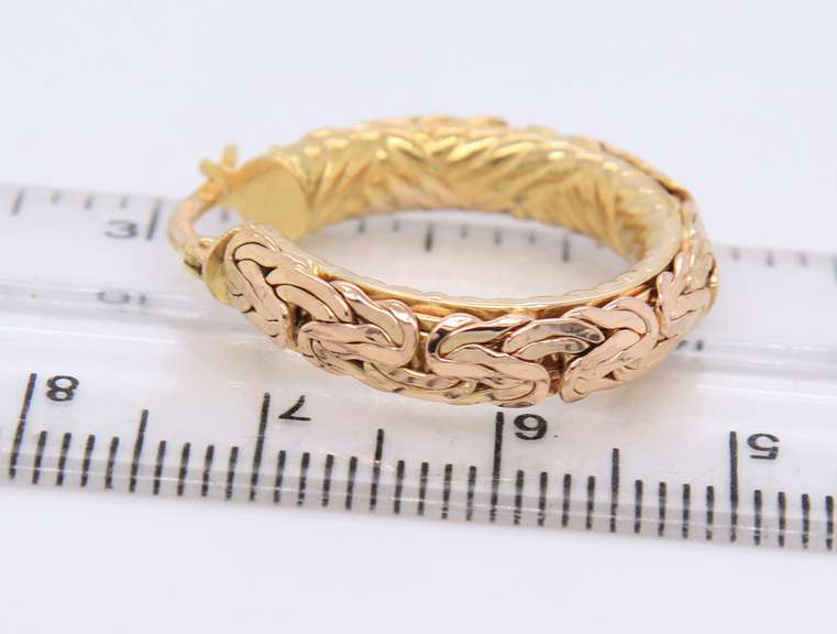 Beautiful Yellow Gold Byzantine Gold Hoop Earrings