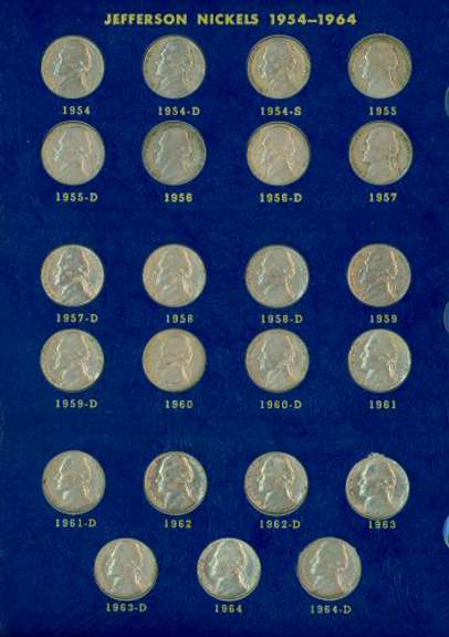 Complete Set of 71 Jefferson Nickels in Album