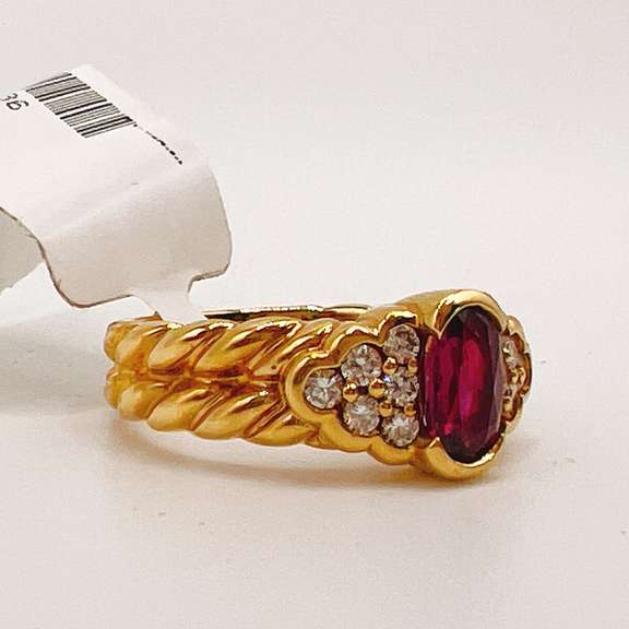 18kt Solid Yellow Gold, Ruby, & Diamond Ring