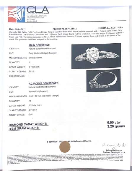 Beautiful Approx. 0.71CTS Diamond Ring in 14K White Gold