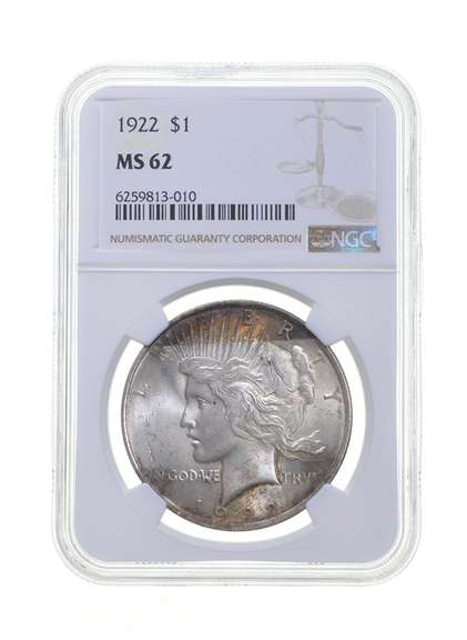 MS62 1922 Peace Silver Dollar - Graded NGC