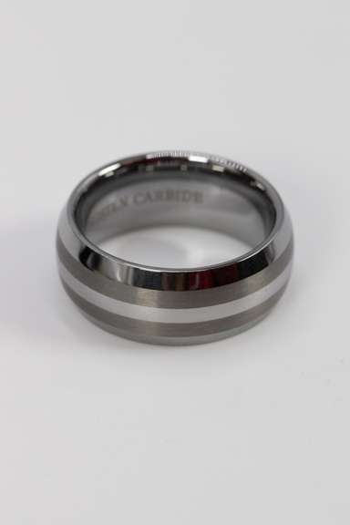 Men's Tungsten Carbide Two Tone Thin Stripe Wedding Band Comfort Fit Ring Size 6
