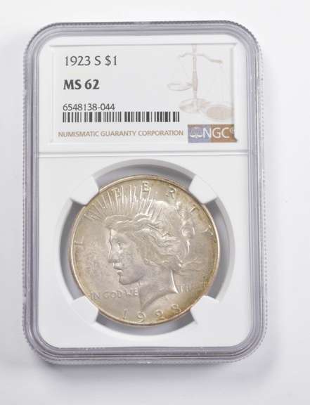 MS62 1923-S Peace Silver Dollar NGC