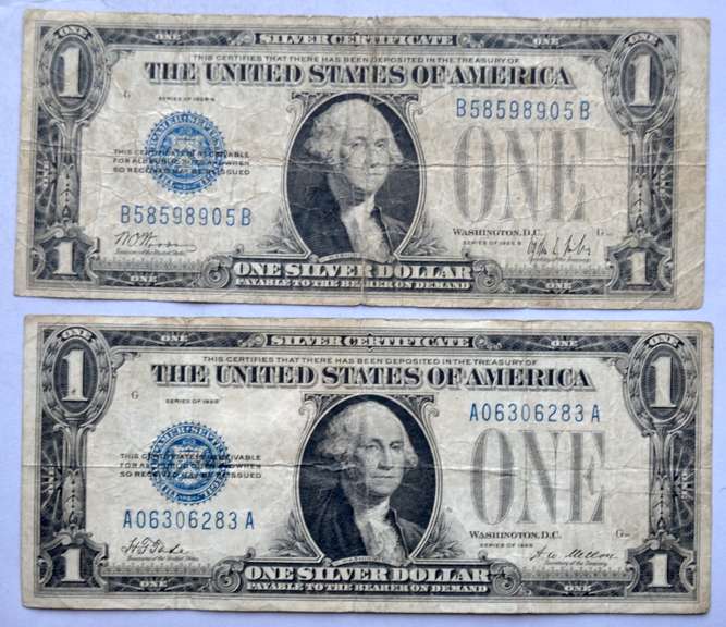 1928 &1928 B  $1 Funnyback Silver Certificates